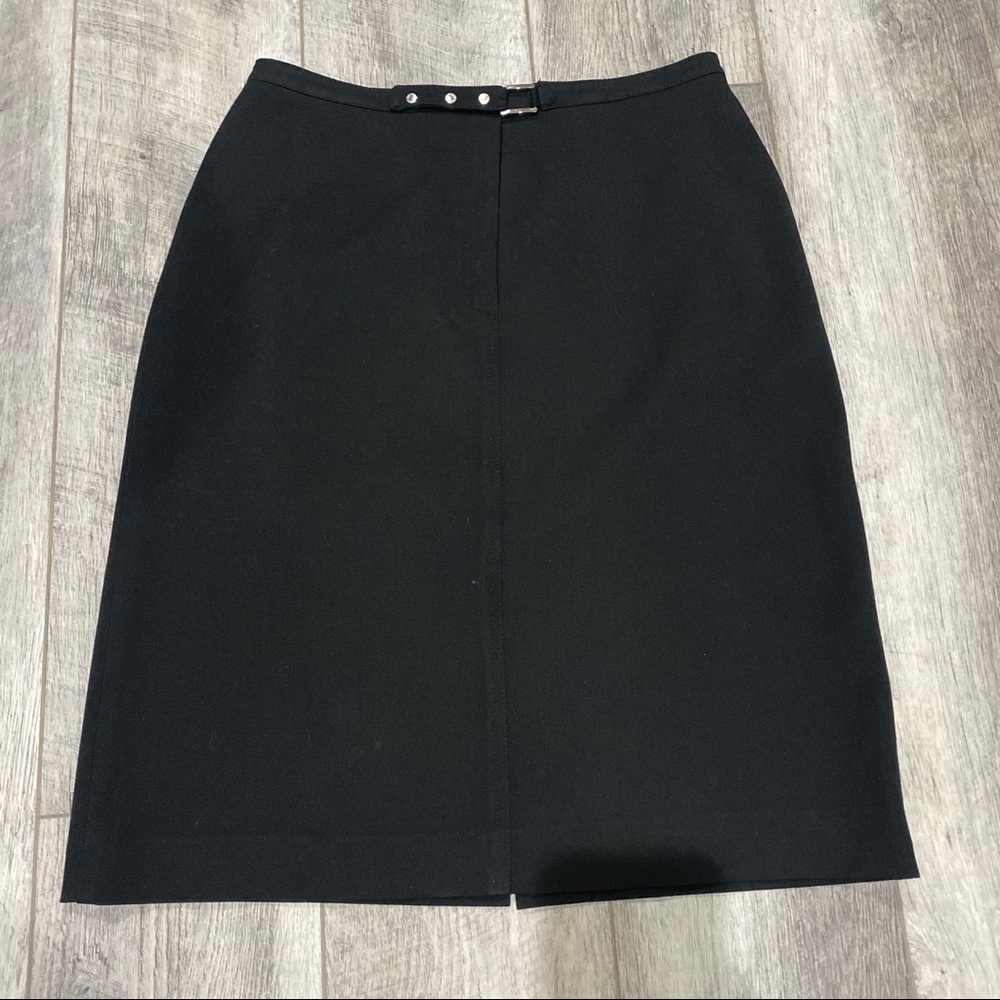 Vertigo France black pencil skirt size 10 slit excellent condition